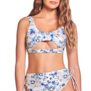 Phax Swim Garden Cut Out Swim Sky Bikini Top Size XS